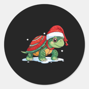 Kerstschildpad Santa Zee Turtle Beach Lover Ocea Ronde Sticker