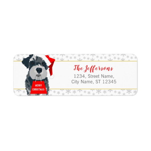 Kerstschnauzer Dog Santa Hat Adresetiketten Etiket (Voorkant)