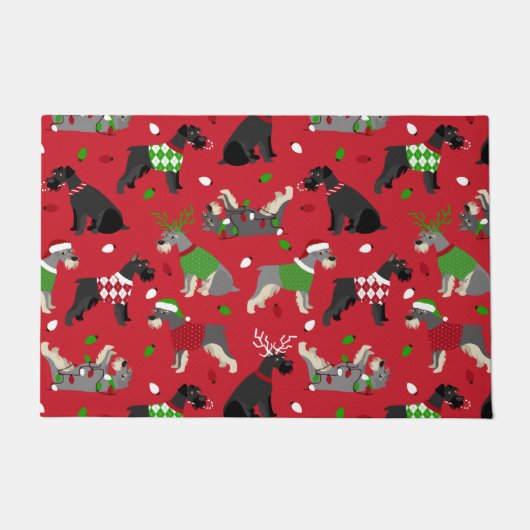 Kerstschnauzer Doormat Deurmat (Voorkant)
