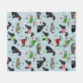 Kerstschnauzer Fleece Deken (Voorkant (Horizontaal))