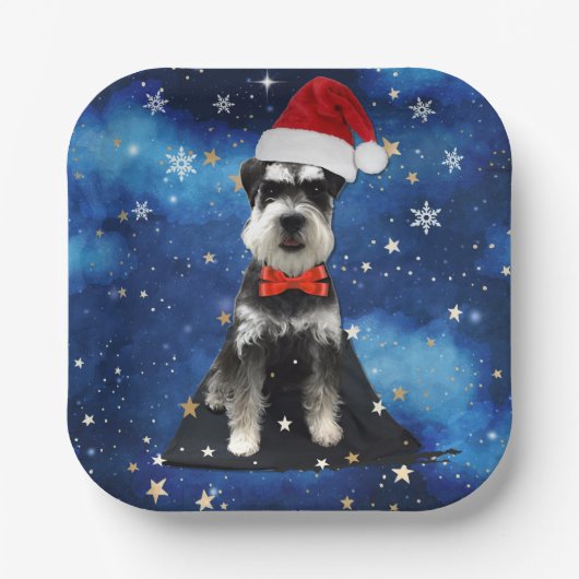 Kerstschnauzer Papieren Bordje (Voorkant)