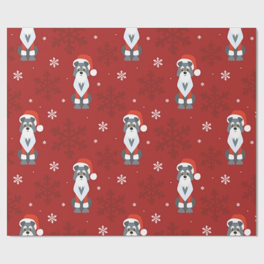 KerstSchnauzer Pattern Cadeaupapier (Vlak)