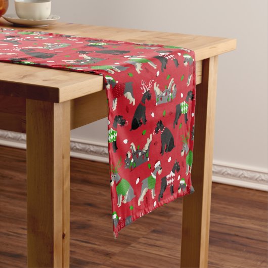 Kerstschnauzer Short Table Runner Korte Tafelloper (Voorbeeld)