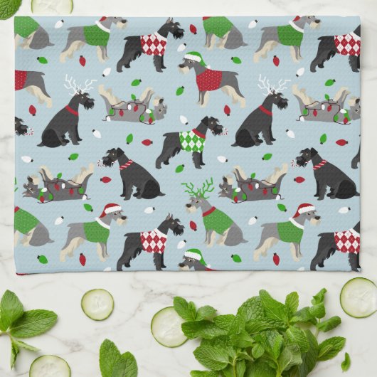 Kerstschnauzer Theedoek (Gevouwen)