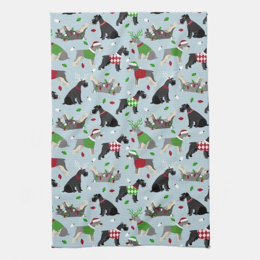 Kerstschnauzer Theedoek (Verticaal)