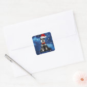 Kerstschnauzer Vierkante Sticker (Envelop)