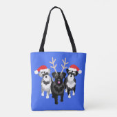 Kerstschnauzers blauw draagtas (Achterkant)