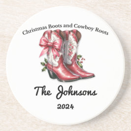 Kerstschoenen en Cowboy Roots Zandsteen Onderzetter