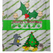 Kerstschoengordijn, muizen douchegordijn (Voorkant)