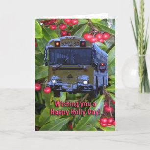 Kerstschoolbus Wenskaart. Feestdagen Kaart
