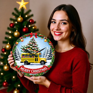 Kerstschoolbus Winter Grote Klok