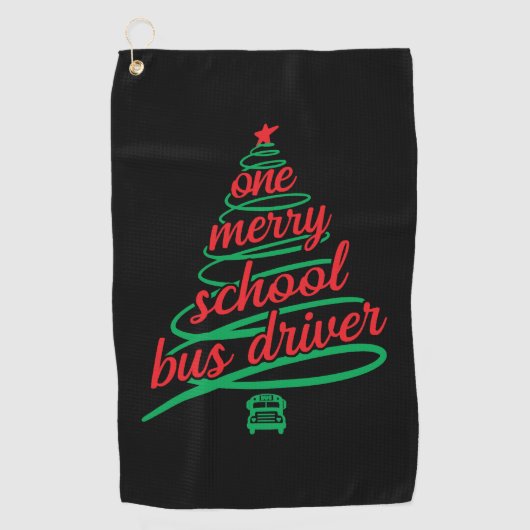 Kerstschoolbuschauffeur, schoolbus golfhanddoek (Voorkant)