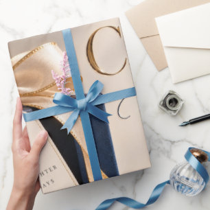 Kerstschoonheid Navy Goud Cadeaupapier