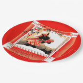 KerstSchotse hond uit de jaren dertig zegt "Cheeri Papieren Bordje (Gekanteld)