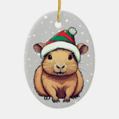 Kerstschrift Capybara Keramisch Ornament (Voorkant)