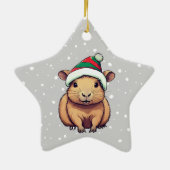 Kerstschrift Capybara Keramisch Ornament (Achterkant)