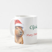 Kerstschrift Capybara Koffiemok (Voorkant links)