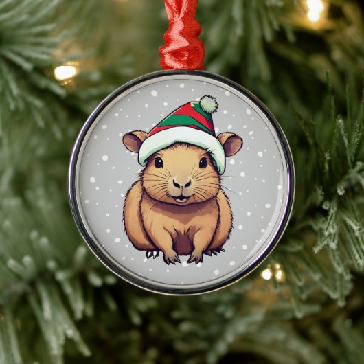 Kerstschrift Capybara Metalen Ornament (Boom)