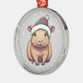 Kerstschrift Capybara Metalen Ornament (Links)