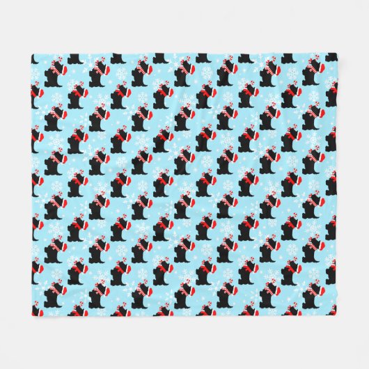 KerstScottie Dogs Pattern Fleece Deken (Voorkant (Horizontaal))