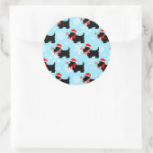 KerstScottie Dogs Pattern Ronde Sticker (Tas)