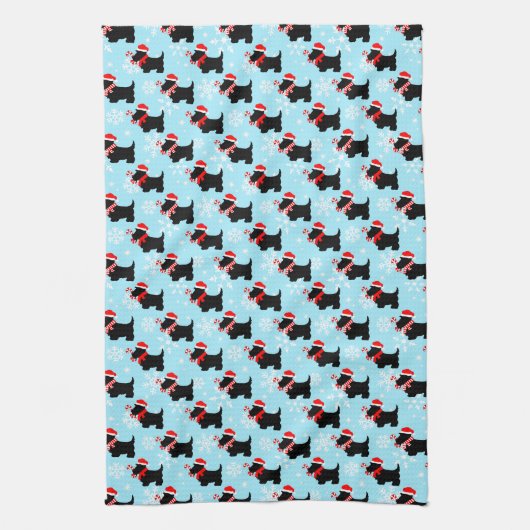 KerstScottie Dogs Pattern Theedoek (Verticaal)