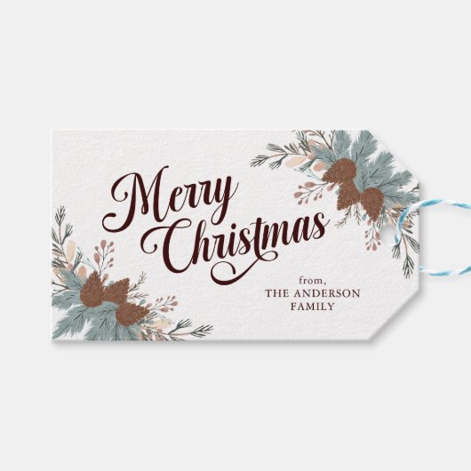 Kerstscript Boho Groene Kerst Cadeaulabel (Voorkant (Horizontaal))
