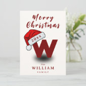 Kerstscript Familienaam Monogram Niet Foto Feestdagenkaart (Staand voorkant)