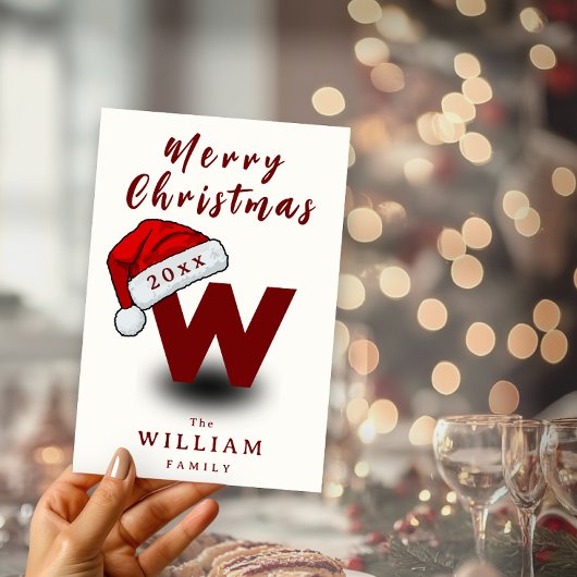 Kerstscript Familienaam Monogram Niet Foto Feestdagenkaart