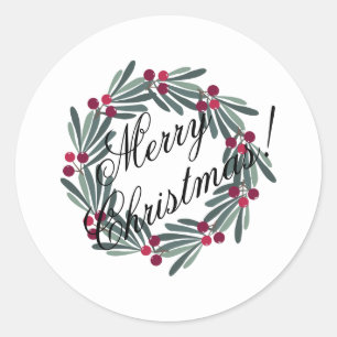 kerstscript feestelijk wit ronde sticker