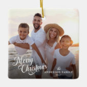 Kerstscript Foto Boho Greenery Kerstmis Keramisch Ornament (Voorkant)