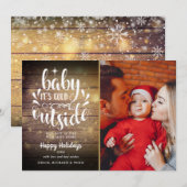 Kerstscript Landelijk Houten Foto Feestdagenkaart (Voorkant / Achterkant)