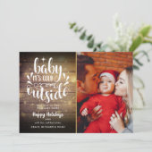 Kerstscript Landelijk Houten Foto Feestdagenkaart (Staand voorkant)