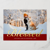 Kerstscript - Matige foto Folie Feestdagenkaart (Voorkant)