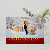 Kerstscript - Matige foto Folie Feestdagenkaart (Staand Voorkant)