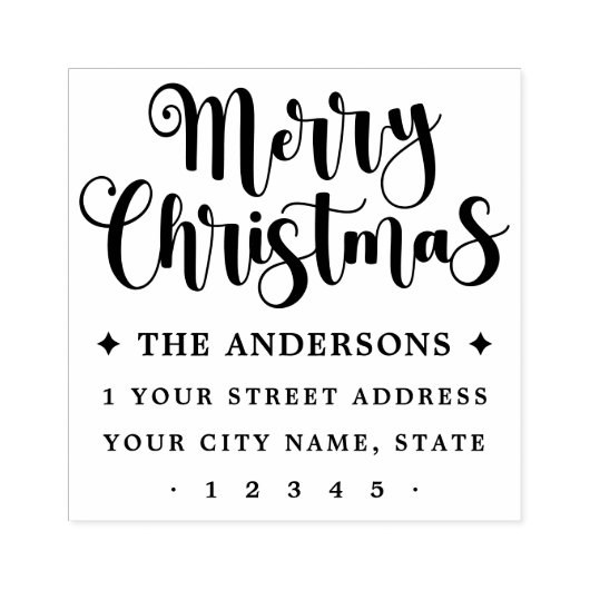 Kerstscript Merry Christmas retouradres Rubberstempel (Afrduk)