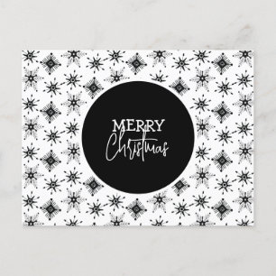 Kerstscript met zwarte sneeuwvlokkenpatroon briefkaart