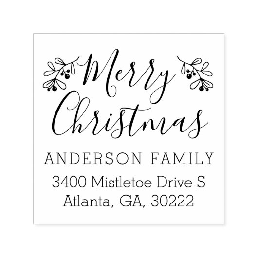 Kerstscript Mistletoe Family Retouradres Zelfinktende Stempel (Design)