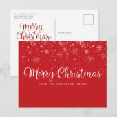 Kerstscript Sneeuw Rood Zakelijk Feestdagenkaart (Voorkant / Achterkant)