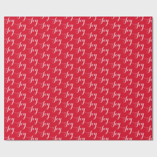 Kerstscript Typografie Joy Pattern Red White Cadeaupapier (Vlak)