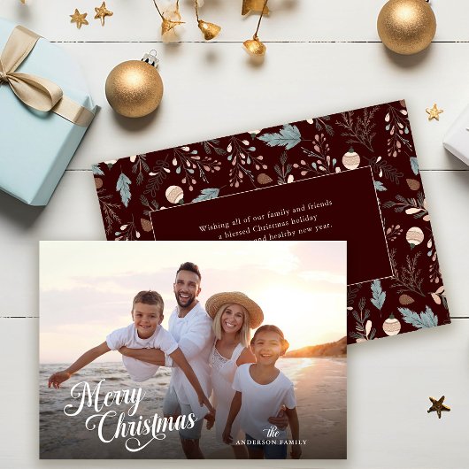 Kerstscript Volledige foto Boho Greenery Bericht Feestdagenkaart