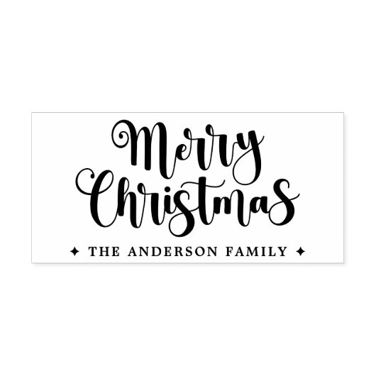 Kerstscript Vrolijk kerstfeest aangepaste naam Rubberstempel (Afrduk)