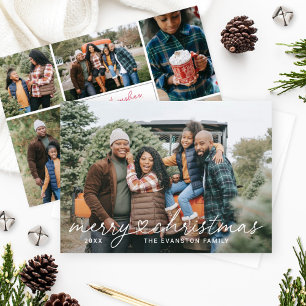 Kerstscriptie Fotocollage met vrolijk hart Feestdagenkaart
