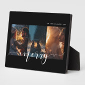 Kerstscriptie koppel drie foto lay-out aandenken fotoplaat (Zijkant)