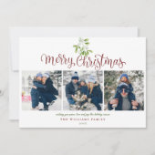 Kerstscriptie Mistletoe 3 foto's Feestdagenkaart (Voorkant)