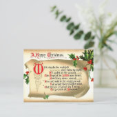 Kerstscroll met hymne feestdagenkaart (Staand voorkant)