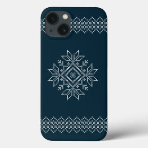 Kerstseizoen blauwe sneeuwvlok iPhone 13 hoesje