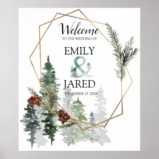 Kerstseizoen Forest Wedding Welkom Poster (Voorkant)