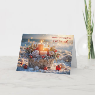 Kerstseizoen groeten van Californië Strand Kaart