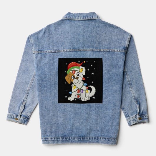 Kerstseizoen Santa Jack Russell Terrier Denim Jacket (Achterkant)